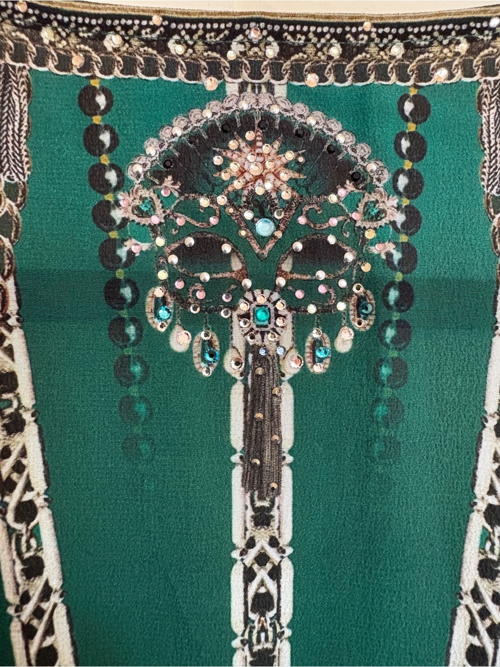 Camilla “A Venice Veil” Embellished Silk Maxi Gown Dress Emerald Green XL - Picture 8 of 15